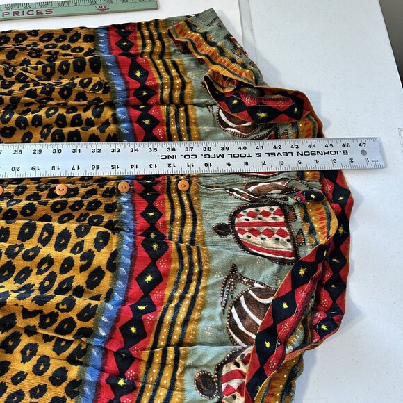 Vtg Bila Womens Maxi Dress Multicolor Animal Tribal Print Rayon Small Ethnic - Picture 8 of 8